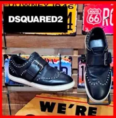 Dsquared2　バックルベルト　ウイングチップ　スタッズ　レザースニーカーのサムネイル