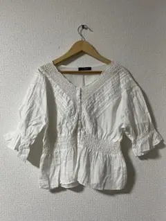 w closet レース切替ブラウス ホワイト