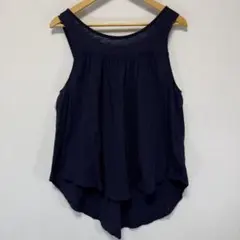 GAP ギャップ ノースリーブ チュニック Vバック リボン ネイビー L 夏