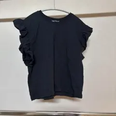 【値下げ】 ZARA フリル付き黒半袖Tシャツ S