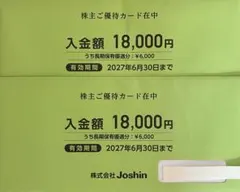Joshin 上新電機　株主優待　36000円分のサムネイル