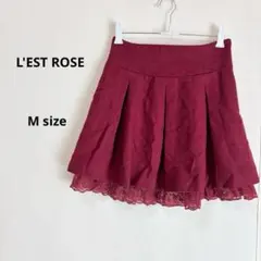 L'EST ROSE レストローズ　フレアスカート　M ワインレッド　ウール混