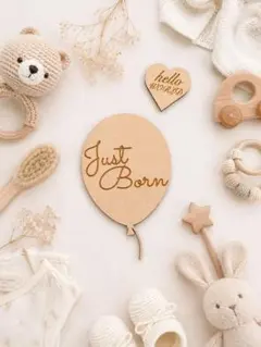 木製レターバナー Just Born hello WORLD