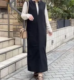 【un dix cors】　スリットネックジャンスカ　ジャンパースカート　2