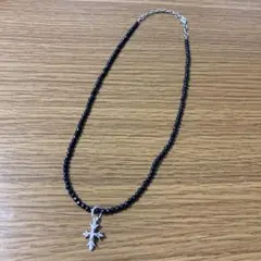 パトリックコックス　オニキス　クロスネックレス　ユリの紋章