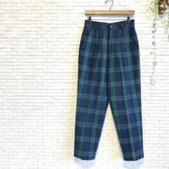 チェック柄パンツ（ L相当） グリーン ネイビー 厚手 カジュアルパンツ