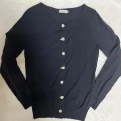 Anatelier ネイビー 長袖ウールカーディガン 38