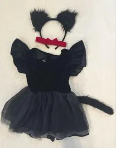 黒いフリル袖ドレス 黒猫　コスチューム