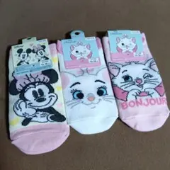ディズニー 靴下 3足セット 13-16cm ミッキー マリー