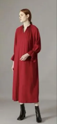 美品 アドーア ADORE ウールアムンゼンボウタイワンピース ピンク 38