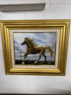 走る馬の油彩画（クラシックフレーム）F3号 新品未使用 JC優勝記念‼️長瀬智之・真作保証・名馬 スペシャルウィーク・武豊