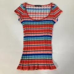 RALPH LAUREN マルチボーダー リブTシャツ Mサイズのサムネイル