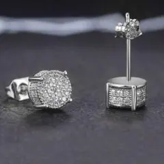 ✳️スタッドピアス ジルコニア パヴェ 高級CZダイヤ メンズ　シルバー　18k✳️