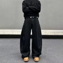 【早い者勝ち】極太 バギーデニム ブラック Mサイズ Y2K ストリート　韓国