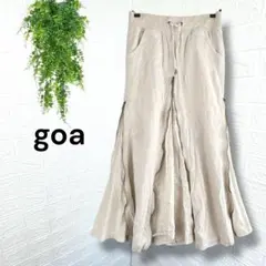 5254【goa】希少 ジッパー付ロングフレアスカート リネン 麻 ナチュラルのサムネイル
