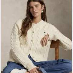 ラルフローレン ケーブルニット カーディガン ウール カシミヤ　Mサイズ