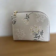 小花柄　コンパクト財布　コイン入れ　小銭入れ　L字ファスナー　ハンドメイド
