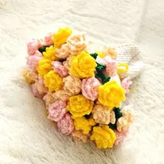 かぎ針編み 花束ブランケット インテリア　バラ
