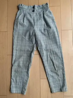 GU チェック柄 テーパードパンツ 140cm