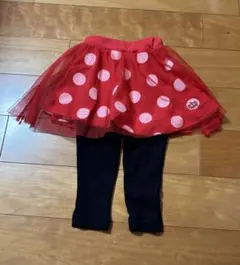 赤い水玉チュチュスカートとレギンスセット ミニーマウス