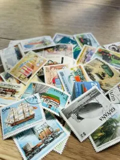 NO.2海外使用済み切手（乗りものモチーフ）60枚