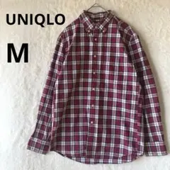 美品 UNIQLO M ボタンダウン ネルシャツ フランネルシャツ レッドのサムネイル