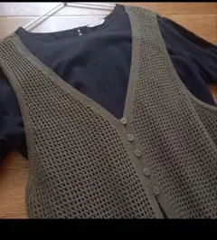 スタジオクリップ 透かし編みジレワンピース