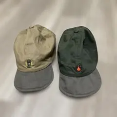 カーキとダークグリーンのキャップ2個セット