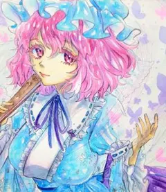 手描きイラスト オリジナル 東方Project 西行寺幽々子のサムネイル