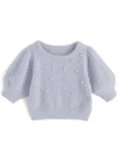 パールフェザーニットパフスリーブトップス GRL 原価999 新品未使用