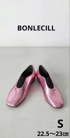 極美品★メタリック バレエシューズ フラットパンプス スクエアトゥ ピンク 韓国