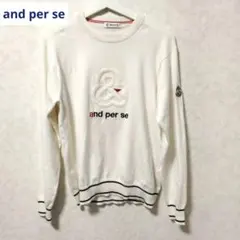 and per se ゴルフ メンズ クルーネック セーター ホワイト M