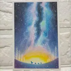 ラッコ 星空 アート作品 オイルパステル画 ハガキサイズ #175 - メルカリ