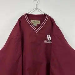 USA古着 カレッジ ナイロンプルオーバー バーガンディ 刺繍
