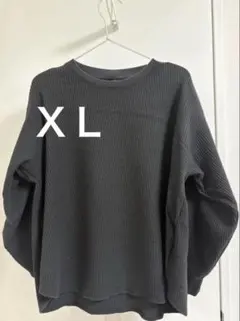 ユニクロ ワッフルクルーネックTシャツ XL ブラック