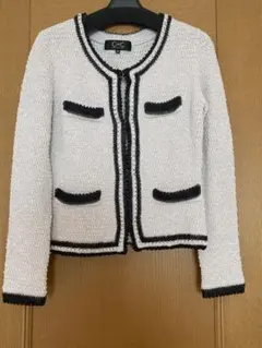 クードシャンス ノーカラー ジャケット アウター グレー&黒ラインのサムネイル
