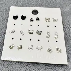 猫モチーフ ピアス 9ペアセット かわいい 猫好きさんに
