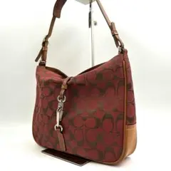 コーチ 631 ワンショルダーバッグ 肩がけ シグネチャー ホーボー レッド