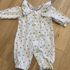 【petit main】プティマイン 花柄ロンパース カバーオール フリル