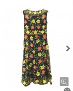 グレースコンチネンタル フラワーエンブロイダリーノースリーブ ワンピース 刺繍