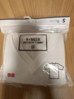 新品 ユニクロVネック ドライカラー Tシャツ S ホワイト