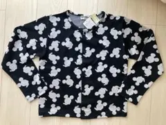 ディズニー　モノトーンカーディガン　ミッキー柄　スナップボタン　150cm