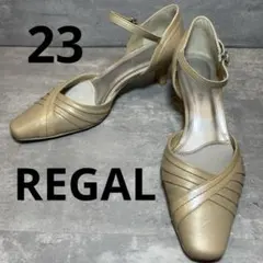 【美品】 REGAL リーガル パンプス スクエア 23 ストラップ ベージュ