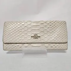 COACH コーチ パイソンレザー 長財布 ホワイトベージュ レディース 財布