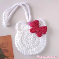 りぼんねこ★バックチャーム / ミニポーチ 編み物