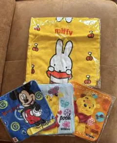 新品★4枚セット！ミッフィー ・ミッキー、プーさんハンドタオル3枚／