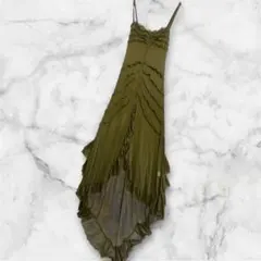 レディースフリルデザイン ロングナイトドレス Mサイズ