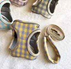 新品　犬用チェック柄ハーネスリードセット　XLサイズ