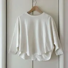 UNIQLO ホワイト 7分袖 Tシャツ XS ドルマンスリーブ　アイボリー