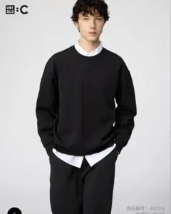 オーバーサイズスウェットシャツ UNIQLO S・ブラック